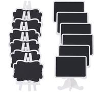 GORGECRAFT 12Pcs 2 Styles Mini Chalkboard Sign Small Wooden Chalkboard Labels Replacement Stickers Wood Frame Chalk Board with Easel Stand for Food Restaurant Tabletop Display Banquet Coffee Shop