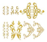 GORGECRAFT 12Pcs 6 Styles Metallic Embroidered Iron On Patch Trim Gold Leaves Vine Boho Appliques Flower Border Scroll Sew on Lace Applique for Wedding Dress Backpacks Jeans Hats Clothing Sewing Craft