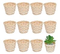 GORGECRAFT 12Pcs 7.7 x 6cm Mini Woven Bamboo Baskets Easter Wicker Desktop Spring Egg Picnic Organiser Flower Candy Gifts Small Decorative Basket Bulk for Wedding Birthday Party Favors Home Decor