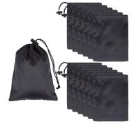 GORGECRAFT 12PCS Black Drawstring Bag 8x6 Inch Rectangle Polyester Cord Lock Closure Gym String Bag Small Cinch Ditty Stuff Pouch Softball Gifts Storage for Party Sports Travel Shopping Hiking Yoga