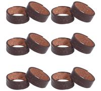 GORGECRAFT 12PCS Cowhide Belt End Holder Leather Belt Loops for Men 27x12.5mm Belt Tip Keeper Strap Ring Buckle Fixing Accessories Fits for 35mm Width Adults Belt Bag Straps DIY Crafts, Coconut Brown