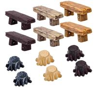 GORGECRAFT 12Pcs Mini Resin Bench Artificial Mini Root Stump Miniature Fairy Garden Furniture Park Benches Ornament for Moss Terrariums Micro Landscape Dollhouse Accessories Bonsai Statue Decorations