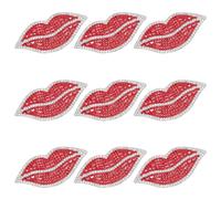 GORGECRAFT 12Pcs Red Lips Rhinestones Patches Iron on Applique Bling Red Clear Resin Rhinestone Beaded Decals Transfer Decor Patches Kiss Stickers for T-Shirt Clothes Jacket Hat Bag Shoes DIY