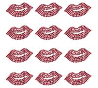 GORGECRAFT 12Pcs Red Rhinestone Lips Iron-On Applique Lip Shape Bling Diamond Patches 4x2cm Decorative Crystal Beaded Decals Transfer Kiss Mark Stickers for T-Shirt Clothing Jacket Hat Bag