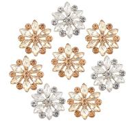 GORGECRAFT 12Pcs Shiny Rhinestone Embellishments Metal Flower Crystal Button 2 Colors Floral Decoration Buttons with Glass for Crafts Wedding Party Bouquet Sew On Clothing Bridal