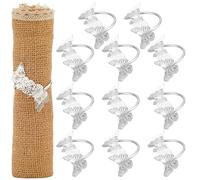 GORGECRAFT 12Pcs Silver Butterfly Napkin Ring Metal Iron Hollow Double Butterflies Dinner Serviette Buckles Table Decoration Napkins Holder Rings for Valentines Event Wedding Banquet Celebration Party