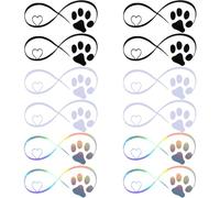 GORGECRAFT 15 Sheets Dog Paw Print Decal Car Window Bumper Sticker 3 Colors Infinity & Heart & Dog Paw Print Waterproof Reflective Self-Adhesive Decals for Vehicle Decoration Exterior Decoration