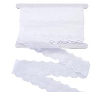GORGECRAFT 15 Yards White Cotton Eyelet Lace Trim 1-5/8 Inch Wavy Edge Floral Embroidery Ruffle Laces Trim Ribbon Edge Trimming for Sewing Dress Tablecloth Blankets Bag Dolls Pets Clothes Home Decor