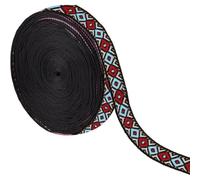 GORGECRAFT 15Yds Ethnic Jacquard Ribbon Embroidered Ribbon 10mm Wide Red Blue Geometric Rhombus Woven Trim Fringe or DIY Sewing Craft Clothing Embellishment Handmade Bag Decoration