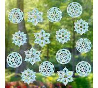GORGECRAFT 16 Sheet 4 Styles Snowflake Window Clings Rainbow Windows Decals Anti-Collision Static Glass Decal Sun Catcher Alert Stickers Reusable Non Adhesive Prismatic Film for Bird Strikes Decor
