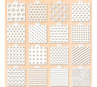 GORGECRAFT 16 Styles 14CM Heart Airbrush Cookies Stencil PET Plastic Star Reusable DIY Royal Icing Baking Stencils Polka Dot Wood Grain Template for Sugar Cookies Cake Dessert Coffee Drawing Painting