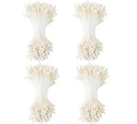 GORGECRAFT 1600PCS Milky White Flower Stamens Double Heads Handmade Flower Stamen Pistil Artificial Pearlized Floral Pollens Stamen for Flower Making Scrapbook Decoration Handicrafts