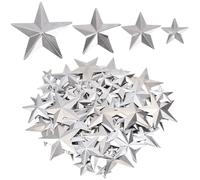 GORGECRAFT 160PCS 4 Sizes Silver Metal Star Galvanized Metal Stars Vintage Rustic Primitive Stars Three Dimensional Christmas Tree Patriotic Ornament for Crafts Remembrance Day Hanging Wall Decor