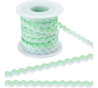 GORGECRAFT 16M RIC Rac Christmas Rick Rack Mixed Color Wave Bending Fringe Trim 8mm Zig Zag Woven Braided Fabric for Wedding Clothes Sewing Art Craft Decoration, Pale Green White