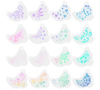 GORGECRAFT 16Pcs 16 Styles Face Painter Stencils White Plastic Reusable Halloween Star Heart Flower Vine Body Facial Tattoo Painting Facepaint Templates Kit for Makeup Party Art Crafts Supplies