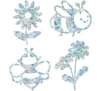 GORGECRAFT 16Pcs 4 Styles Bee Window Cling Flower Static Window Sticker Daisy Rainbow Glass Decals Anti-Collision Non-Adhesive Prism Vinyl Suncatcher Stickers to Save Birds from Window Strike