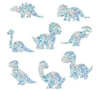 GORGECRAFT 16PCS 8 Styles Dinosaur Window Clings Static Rainbow Window Stickers Non Adhesive Collision Glass Stickers Vinyl Film Waterproof Laser Stained Decals for Sliding Doors Prevent Birds Strikes