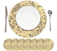 GORGECRAFT 16Pcs Black-Gold Foil Placemats Round Mesh Pressed Placemat 33cm Glitter Table Mats Luxury Dining Table Decor Decoration Centerpieces for Party Birthday Wedding Christmas New Years Festive