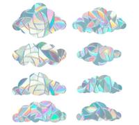 GORGECRAFT 16Pcs Cloud Window Stickers Rainbow Sliding Door Clings Plastic Waterproof Reusable Static Prismatic Non Adhesive Suncatcher Decals for Save Birds from Collisions Home Door Decorations