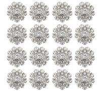 GORGECRAFT 16Pcs Shiny Rhinestone Embellishments Metal Flower Crystal Button Floral Decoration Buttons for Crafts Wedding Party Bouquet Sew On Clothing Bridal Wedding Bouquet Kit Bridal