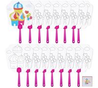 GORGECRAFT 16Pcs White Paper Handheld Painting Fan Castle Heart Love Cloud Pattern One Side Blank Hand Held Fans with Plastic Handle for Church Wedding Parties DIY Fans Crafts