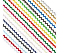 GORGECRAFT 17 Colors Jumbo Ric Rac 65 Yards Rick Rack Trim 3/8 Inch Polyester Rickrack Zig Zag Lace Wave Ribbon Wave Bending Fringe Lace Trim S Shaped Woven Braided Fabric for Sewing DIY Crafts