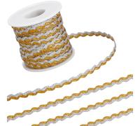 GORGECRAFT 17m 7mm Metallic Two Tone Wavy Ribbon Gold Silver Rick Rack Trim Sparkle Bending Fringe Trim Zig Zag Lace Edging RIC Rac Webbing Braid Trim for Cloth Sewing DIY Crafts Jewellery Bow Making