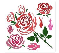 GORGECRAFT 18x18cm Rose Flowers Stencil Flowers Bouquet Templates Floral Buds Leaves Pattern Square Plastic Stencils Sign for Painting on Wall Canvas Fabric Scrapbooking Card Making DIY Decor Crafts