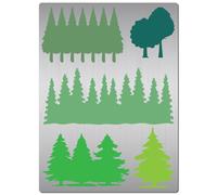 GORGECRAFT 19 x 14cm Forest Stencil Metal Pine Tree Stainless Steel Stencil Decorative Square Bookmark Template for Engraving Wood Burning Carving Pyrography Scrapbooking Drawing Crafting