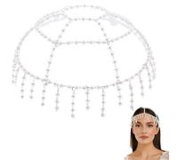 GORGECRAFT 1920s Pearl Headpiece Flapper Cap White Plastic Vintage Bridal Jewelry Roaring 20s Gatsby Flapper Beaded Crown Caps Head Chain for Wedding Costume Art Deco Party Women Hair Accessories