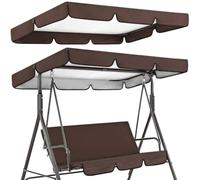 GORGECRAFT 195x125cm Garden Swing Roof Replacement Courtyard Swing Canopy Cover Coffee 3 Seater Patio Porch Swing Seat Chair Canopy Top Waterproof Uv Protection for Hammock Top Furniture