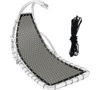 GORGECRAFT 197X64cm Hanging Curved Chaise Lounge Mesh Polyester Replacement Hanging Chair Mesh and Durable Rope Set Hammock Grey Hanging Rocking Chair Fabric for Outdoor Indoor Yard Chaise Summer