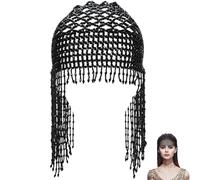 GORGECRAFT 1pc 1920s Beaded Cap Roaring 20s Flapper & Cleopatra Headpiece Tassel Rhinestone Cap Crystal Wedding Bride Head Chain Great Gatsby Hair Chain Hat for Belly Dance Bridal Cosplay Halloween