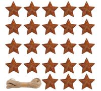 GORGECRAFT 2.83 Inch 30PCS Rusty Tin Stars Large Rustic Metal Barn Star Primitive Dimensional Star Pendants Western Accents with Jute Cord for Arts Crafts Halloween Christmas Farmhouse Garden Home