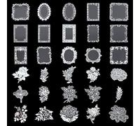 GORGECRAFT 2 Boxes Vintage Scrapbooking Supplies Pack 60Pcs Cutout Lace Scrapbook Paper Geometric Lace Frame & Flower & Leaves Frame Pattern for Diy Handmade Photo Albums Paper Stationery Journaling