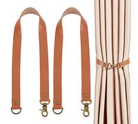 GORGECRAFT 2 Pack Leather Curtain Tiebacks European Style Custom Made Curtain Holders Decorative Draperies Holdbacks Curtain Rod Hooks for Wall (Peru)