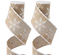 GORGECRAFT 2 Rolls 2.64 Inch Christmas Snowflake Wired Edge Ribbon 5 Yards Winter Snowflake Ribbon with Burr Decorative Craft Ribbons for Sewing Gift Wrapping DIY Crafts Christmas Tree