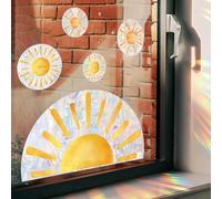 GORGECRAFT 2 Sheets Sun Sticker Prismatic Vinyl Suncatcher Decals Non Adhesive Rainbow Reflection Bird Clings Decals Anti Collision Window Stickers for Glass Preventing Bird Strikes Home Window Decor