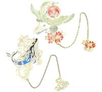 GORGECRAFT 2 Style Chinese Animal Bookmarks Crane and Fish Bookmark Fantasy Inspired Metal Bookmarks Vintage Book Marks Decor Ideal Charm Bookmark for Women Men Anime Lovers Christmas Readers