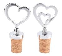 GORGECRAFT 2 Style Heart Wine Stopper Natural Cork Silver Champagne Bottle Toppers Reusable Metal Glass Stopper Wine Outlet Cap Pump Decor for Valentine's Holiday Housewarming Christmas Wedding Party