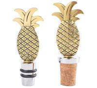 GORGECRAFT 2 Style Pineapple Metal Bottle Stopper Fruit Wine Corks Golden Wine Outlet Cap Reusable Alloy Glass Toppers Pump Decor for Men Women Holiday Housewarming Christmas Halloween Wedding Party