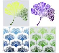 GORGECRAFT 2 Styles 30x30cm Large Leaf Stencils Ginkgo Leaf Templates Palm Leaves Plastic Stencil Reusable Washable Square Signs for Painting on Wood Wall Floor Furniture Spring Summer DIY Decor