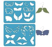 GORGECRAFT 2 Styles Angel Wing Earrings Making Template Heart Jewelry Shape Templates Reusable Christian Guardian Stencils Love Leather Acrylic Cutting Stencil for Earrings Making Crafts 3.5 x 5.1