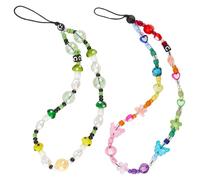 GORGECRAFT 2 Styles Beaded Phone Charm Strap Detachable Resin Star Butterfly Handmade Phone Case Short Lanyard Anti-Lost Beads Chain Keychain Wrist Straps Wristlet Bracelet Accessories for Women Gifts