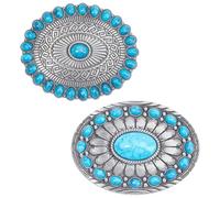 GORGECRAFT 2 Styles Belt Buckles Men American Western Cowboy Indian Elements Vintage Synthetic Turquoise Stone Buttons Oval Belt Buckle for Men's Trousers Waistband Replacement Accessories