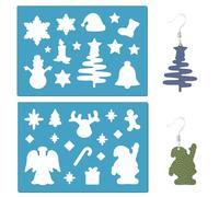 GORGECRAFT 2 Styles Christmas Stencils Jewelry Shape Template Reusable Santa Snowman Christmas Tree Stars Elk Earrings Making Templates Cutting Stencil for Painting Wall Diy Crafts Christmas Ornaments