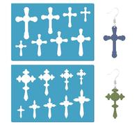 GORGECRAFT 2 Styles Cross Earring Making Stencil Leather Jewelry Shape Template Reusable Plastic Christ Stencils Templates for Earrings Jewelry Making DIY Crafts Painting 13x9cm