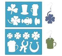 GORGECRAFT 2 Styles Four Leaf Clover Shape Template Clover Leather Earring Templates Plastic Cutouts Stencil Reusable Acrylic Cutting Stencil for Saint Patrick's Day Bracelets Earrings Jewelry Making