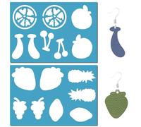 GORGECRAFT 2 Styles Fruits Jewelry Shape Template Reusable Plastic Banana Lemon Earrings Square Cutting Stencils for Drawing Painting Making Jewelry DIY Crafts Scrapbooking 13x9cm