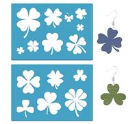 GORGECRAFT 2 Styles Patrick's Day Jewelry Shape Template Irish Shamrock Clover Reusable Leather Earrings Making Acrylic Cutouts Cutting Stencil for Necklace Jewelry Making DIY Crafts 5.12x3.54 Inch